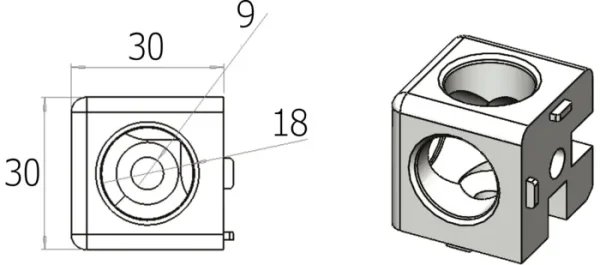 plan Kit connecteurs cube 2 et 3 voies - profilé aluminium 30x30
