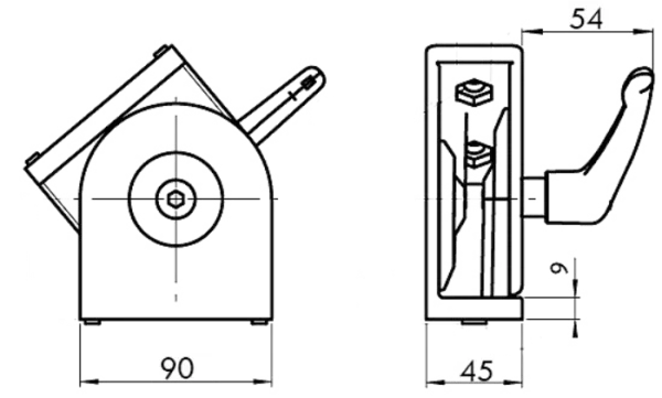 Articulation double réglable pour profilé 45 - avec ou sans poignée