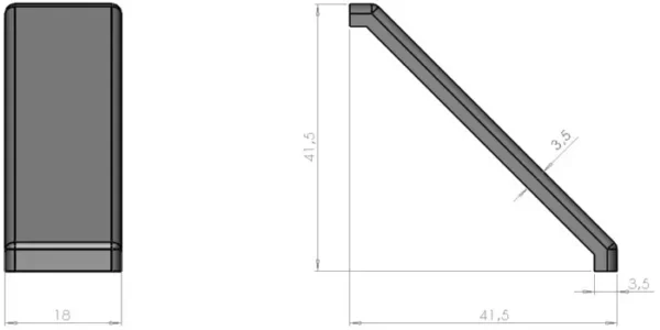 plan Embout pour équerre 20x40 en polyamide noir