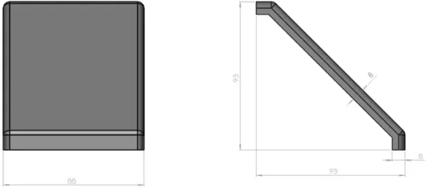 plan Embout pour équerre 90 en polyamide noir