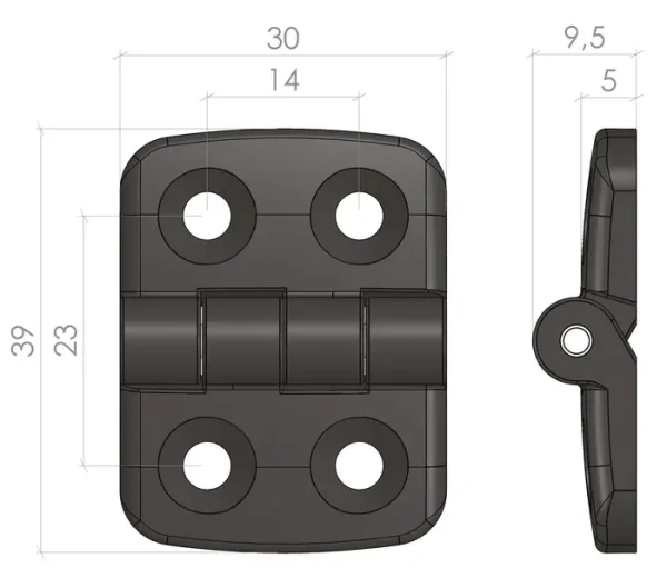 Plan Charnière 20x20 pour profilé aluminium