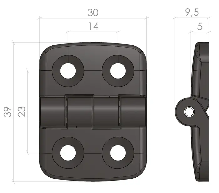 Plan Charnière 20x20 pour profilé aluminium