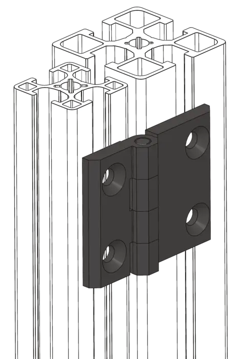 mise en situation Charnière 45x30 métal pour profilé aluminium