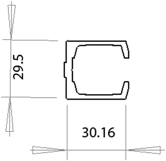 plan du Profilé 30x33 pour chariot coulissant