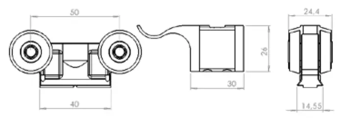 plan du Chariot coulissant pour profilé aluminium