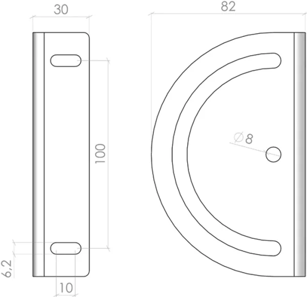 plan du Support Tablette pour Profilés en Aluminium
