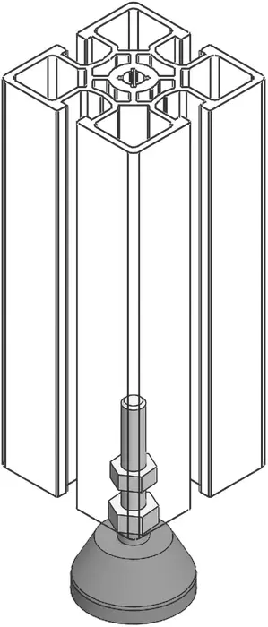 mise en situation du Pied articulé en aluminium pour profilé aluminium