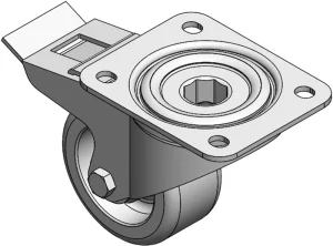 Roulette pivotante à platine 4 trous pour profilé aluminium