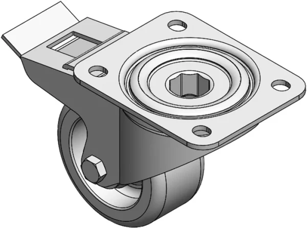Roulette pivotante à platine 4 trous pour profilé aluminium