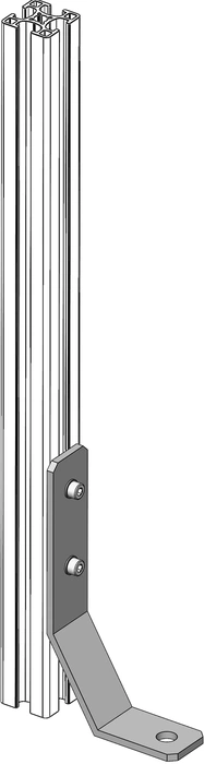 mise en situation de la Patte de fixation au sol 30 pour profilé aluminium
