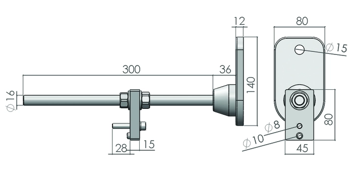 plan du Pied réglable pour profilé aluminium 45x45