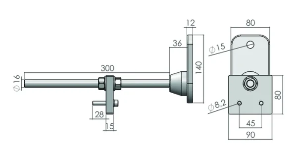 plan du Pied réglable pour profilé aluminium 45x90