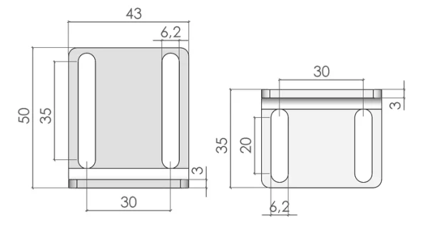 plan du Support de verrou pour profilé aluminium