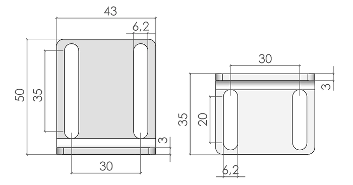plan du Support de verrou pour profilé aluminium