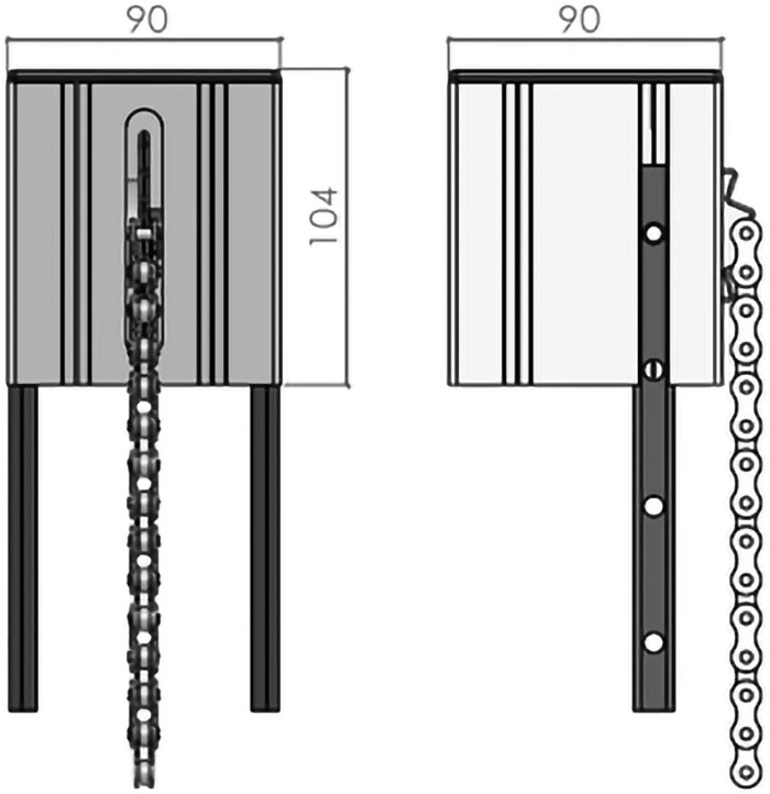 Plan du Boîtier de renvoi 90x90