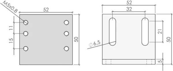 plan du Support interrupteur de sécurité Schmersal pour profilé aluminium