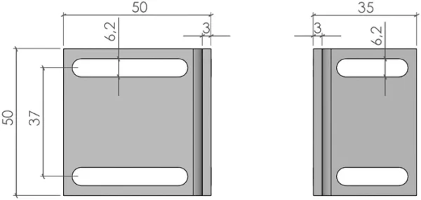 plan du Support de verrou pour profilé aluminium
