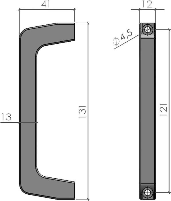 Plan de la poignée fine