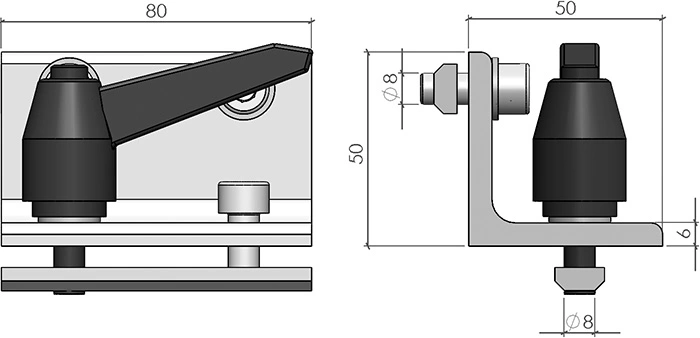 plan du Kit Frein pour Système de Guidage Ø16 mm