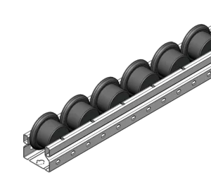 Rail à Galets Noirs Antistatique Ø33 mm avec Flasques