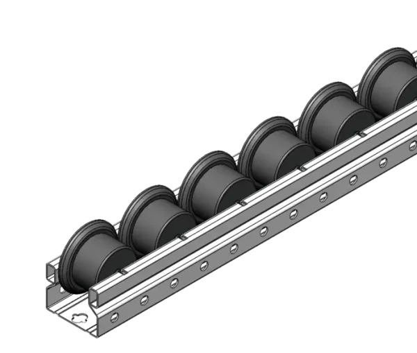 Rail à Galets Noirs Antistatique Ø33 mm avec Flasques