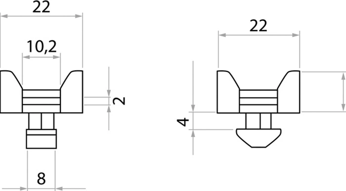 plan de l'Embase à Câble 1/4 de Tour