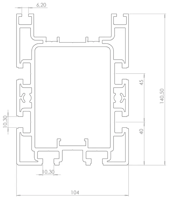 Plan du Profilé Aluminium pour Convoyeur TRH