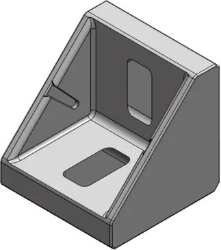 Représentation 3D d'une équerre pour profilé aluminium