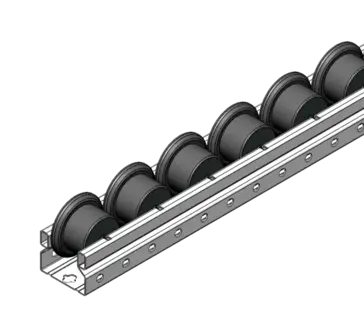 Représentation de rails à galets pour profilés aluminium