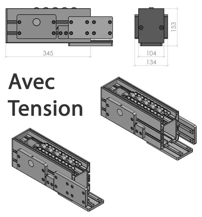 Plan et 3D du renvoi avec tension
