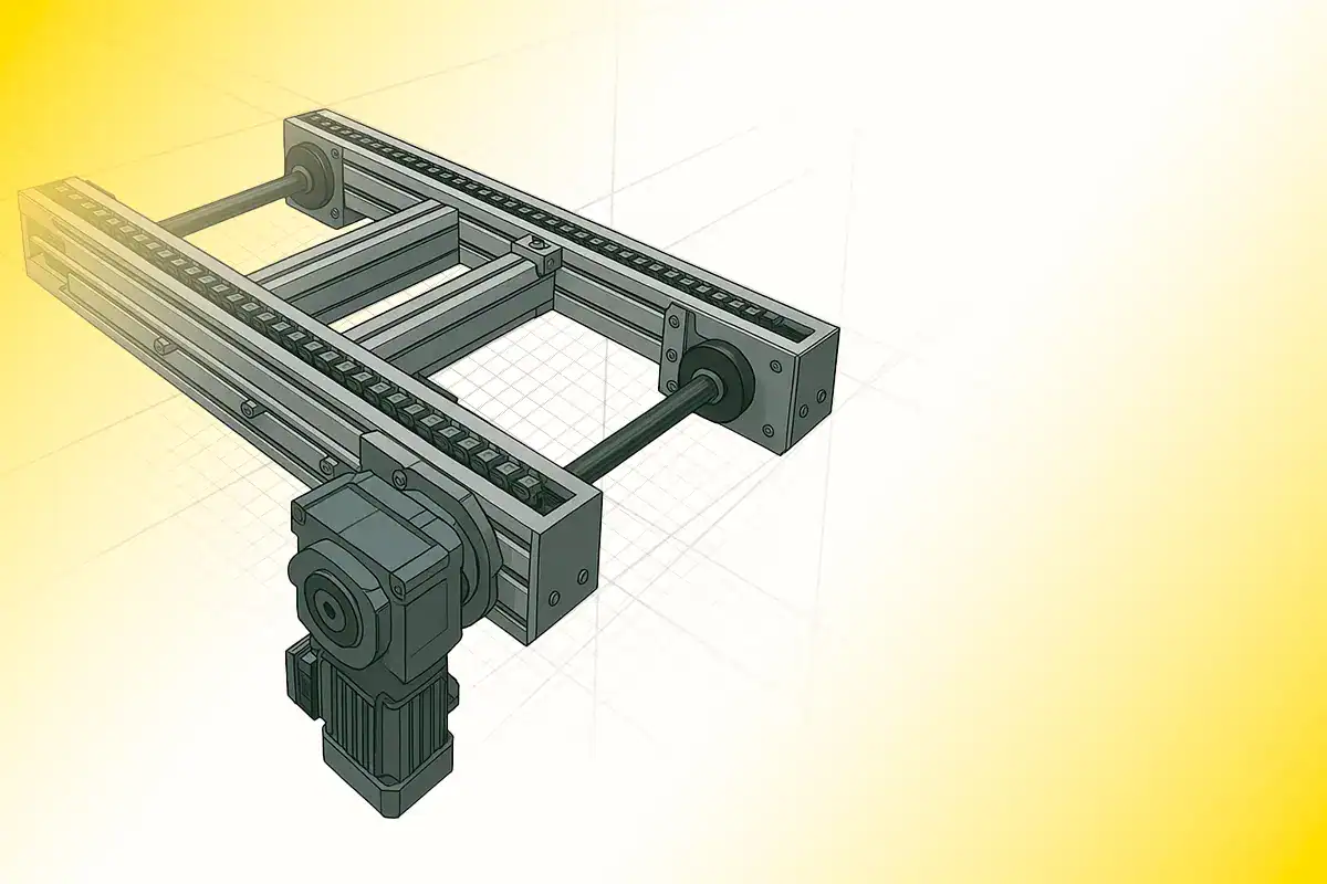 representation 3D d'un convoyeur à chaine