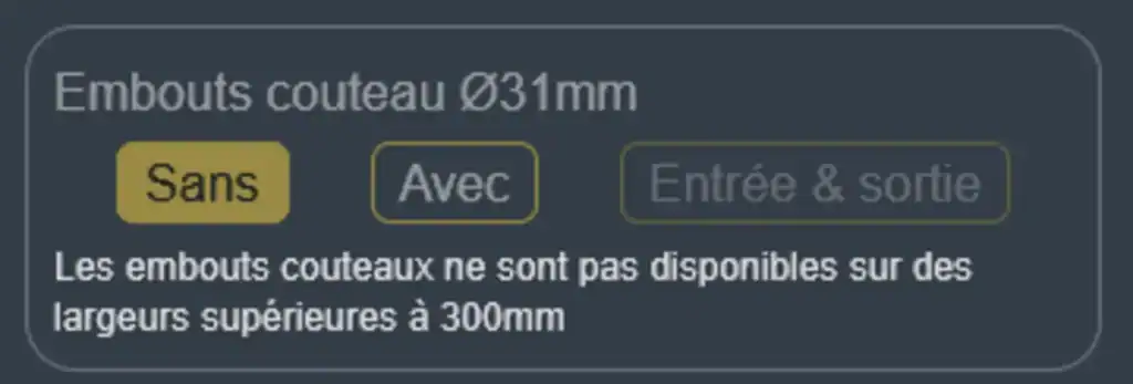 Exemple d'alerte de validation technique dans le configurateur Arcane signalant une contrainte de compatibilité