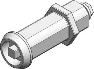 Vue 3D barillet long empreinte carré